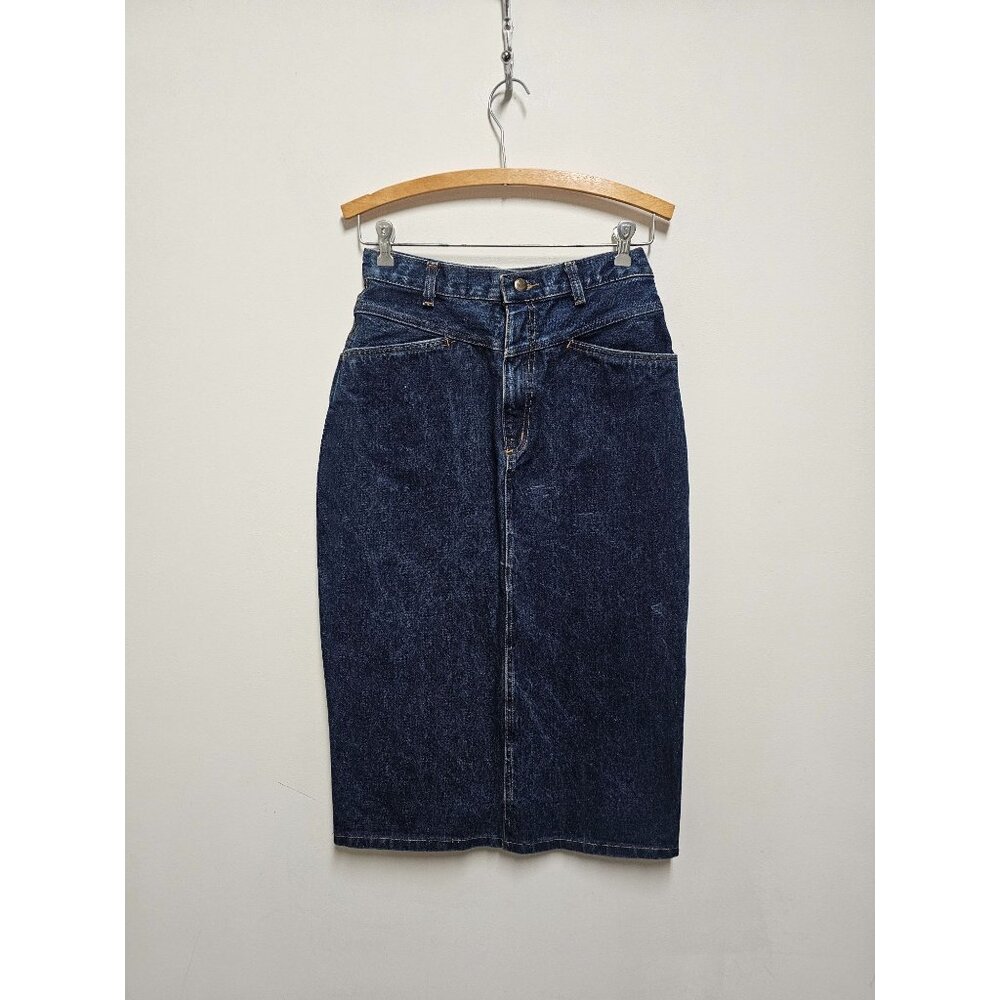 AMILANO Denim Straight Pencil Skirt Women Size 9/10 Vintage PARIS MILANO NEW YOR